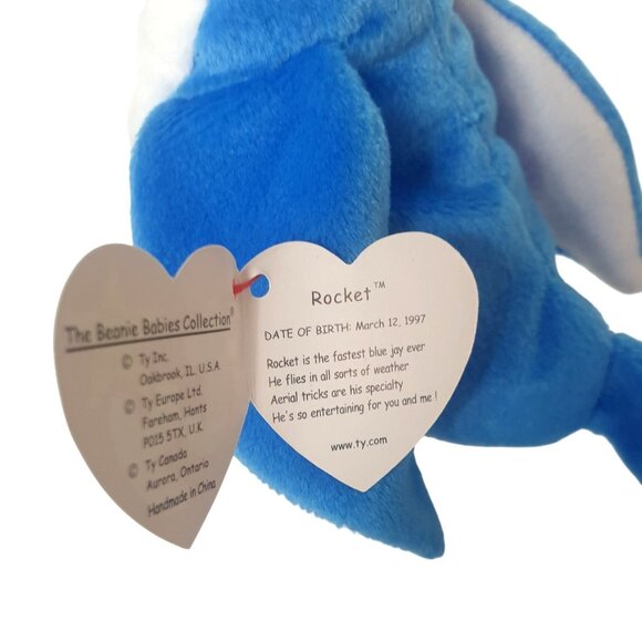 VTG Ty Beanie Babies Rocket Blue Jay 6.5" Plush Toy '97 Collectible - Picture 7 of 8